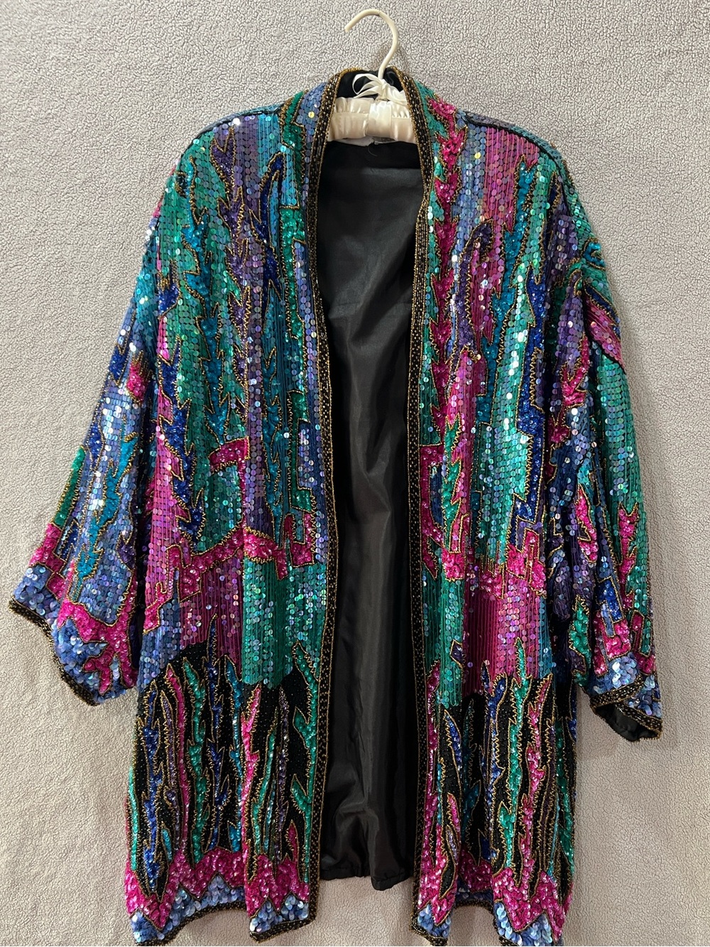 Ann Taylor Sequined Multicolor Open-Front Jacket - Teal, Purple, Pink, Black